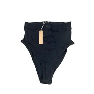SKIMS Rib High Waisted Thong XS Black Seamless Comfort Ribbed Underwear Panties‎